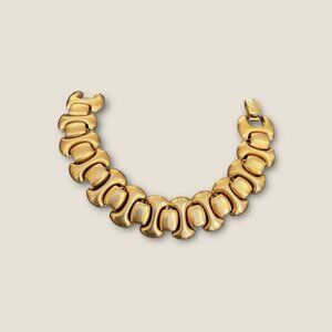 Vintage Monet 1980s Brushed Gold Link Bracelet Elegant Chunky Design